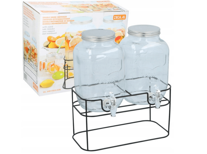 CUISINE ELEGANCE  dobbel drikkedispenser med stativ 2x4L