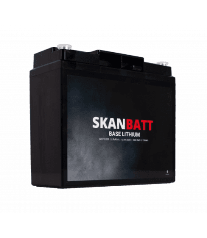 SKANBATT Base Lithium - 12V 20Ah 30A BMS - 180x78x164mm - Bluetooth - 3 Års garanti