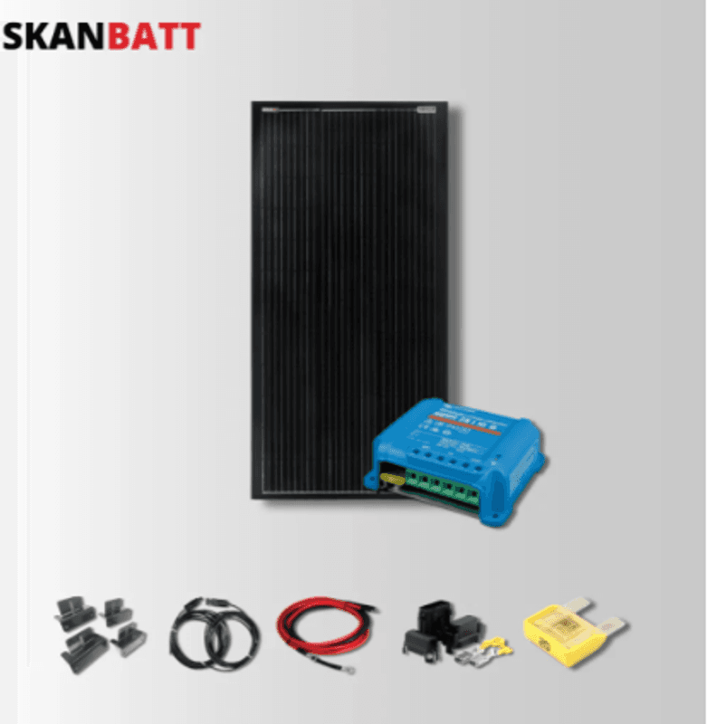 SKANBATT Solcellepakke - 12V / 110W Rammepanel / Victron MPPT 10A