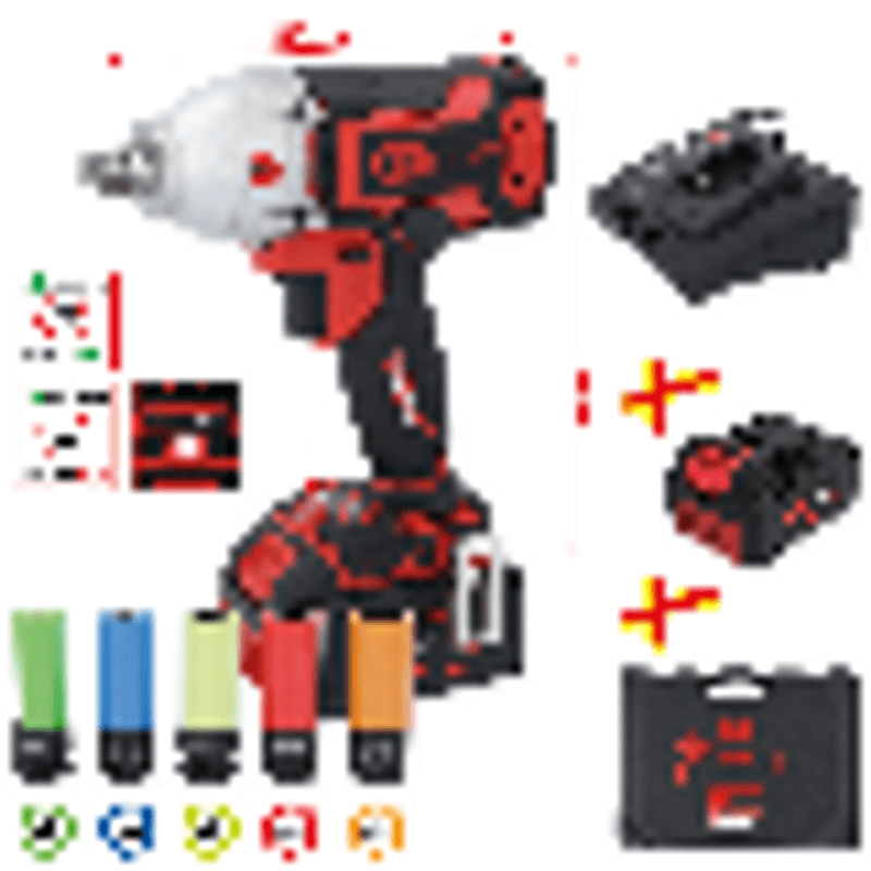 eMONSTER muttertrekker batteridrevet 1/2“ sett, 9 deler 